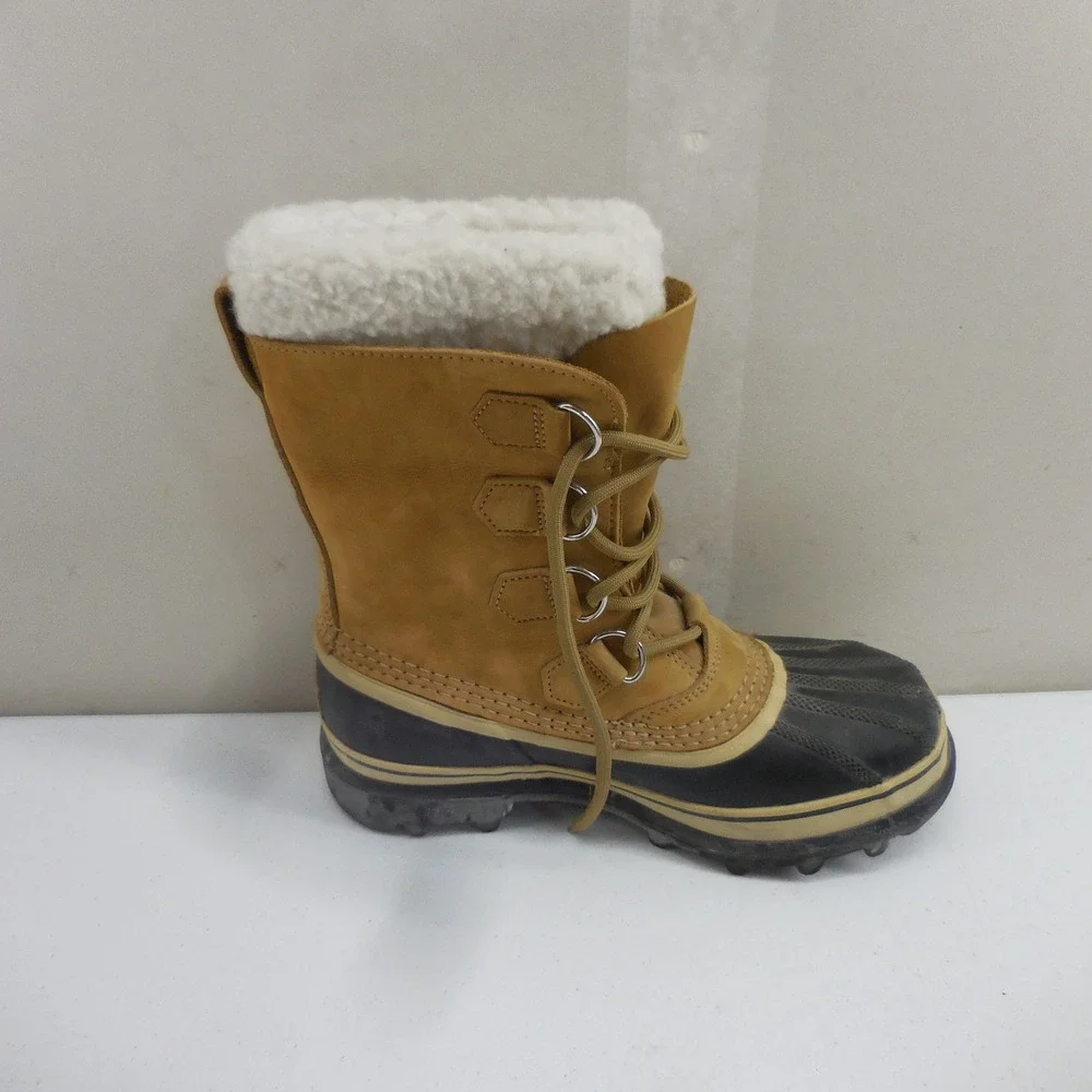 Sorel Caribou Waterproof Winter Snow Boots Buff Tan Black NL1005-280 Womens 8